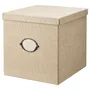 IKEA KVARNVIK КВАРНВІК, коробка для зберігання з кришкою, бежевий, 32x35x32 см 004.594.80 фото