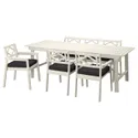 IKEA BONDHOLMEN БОНДХОЛЬМЕН, стіл+3 крісла з підлок+лав, вуличн, білий/бежевий/ярпенський/дувхольменський антрацит 995.496.70 фото thumb №1
