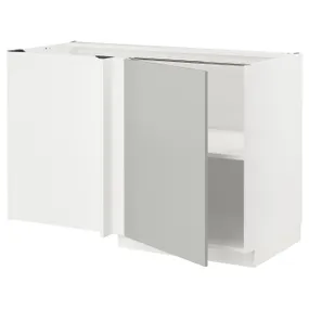 IKEA METOD МЕТОД, угловой напольный шкаф с полкой, белый / светло-серый, 128x68 см 195.380.05 фото