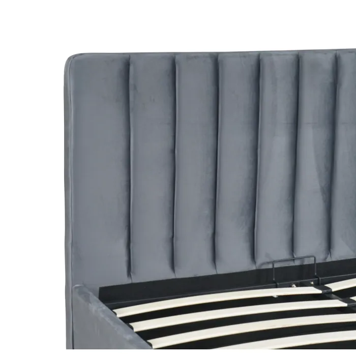 Кровать двуспальная бархатная 160x200 MEBEL ELITE MARI Velvet, серый фото №13