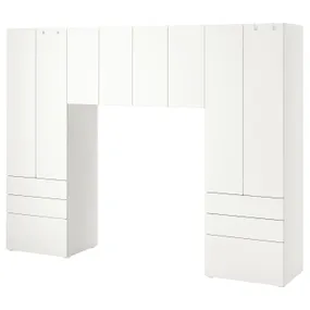 IKEA SMÅSTAD СМОСТАД / PLATSA ПЛАТСА, шафа, білий / білий, 240x42x181 см 894.289.99 фото
