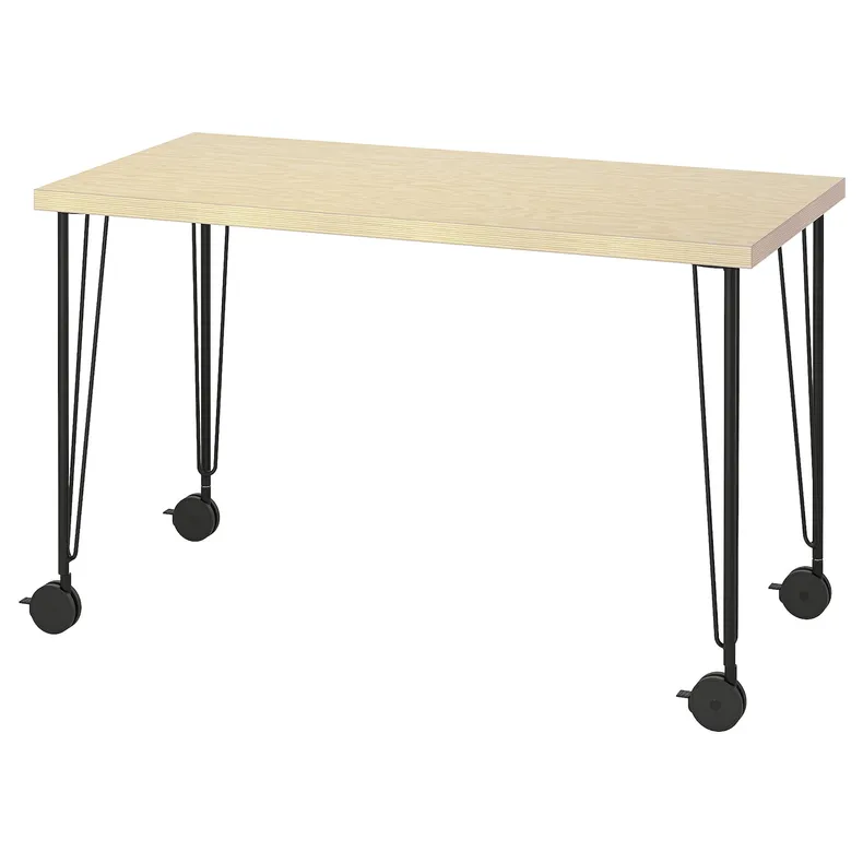IKEA MITTCIRKEL МИТТЦИРКЕЛЬ / KRILLE КРИЛЛЕ, письменный стол, Эффект живой сосны черный, 120x60 см 595.100.33 фото №1