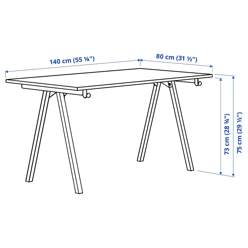 IKEA TROTTEN ТРОТТЕН, письменный стол, белый / антрацит, 140x80 см 294.295.53 фото №6
