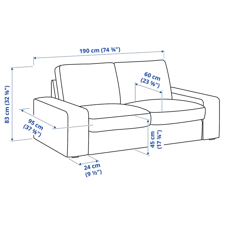 IKEA KIVIK КИВИК, 2-местный диван, Окрашенный в синий цвет 594.848.02 фото №7