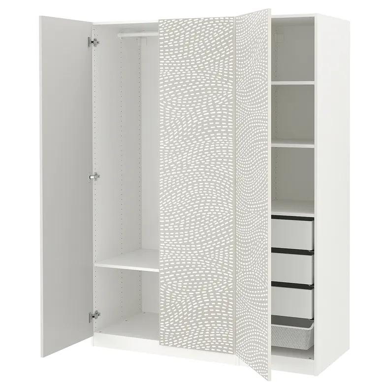 IKEA PAX ПАКС / MISTUDDEN МІСТУДДЕН, гардероб, комбінація, білий/сірий візерунок, 150x60x201 см 195.210.62 фото №1