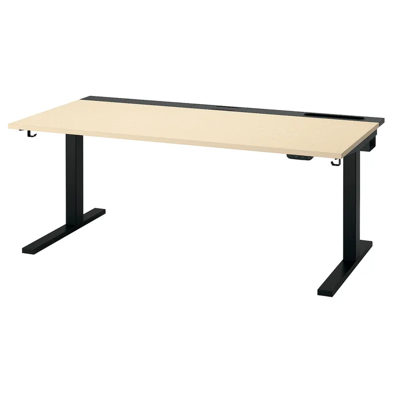IKEA MITTZON МІТТЗОН, стіл регульований, електричний okl береза / чорний, 160x80 см 795.301.72 фото №2