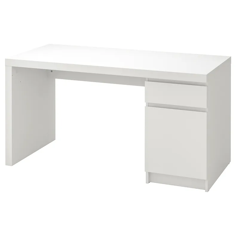 IKEA MALM МАЛЬМ, письменный стол, белый, 140x65 см 602.141.59 фото №1