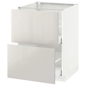 IKEA METOD МЕТОД / MAXIMERA МАКСИМЕРА, напольн шкаф 2фрнт / 2выс ящ, белый / светло-серый, 60x60 см 991.417.94 фото