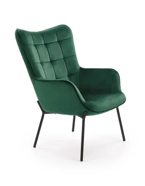 Крісло м'яке HALMAR CASTEL чорний/темно-зелений фото