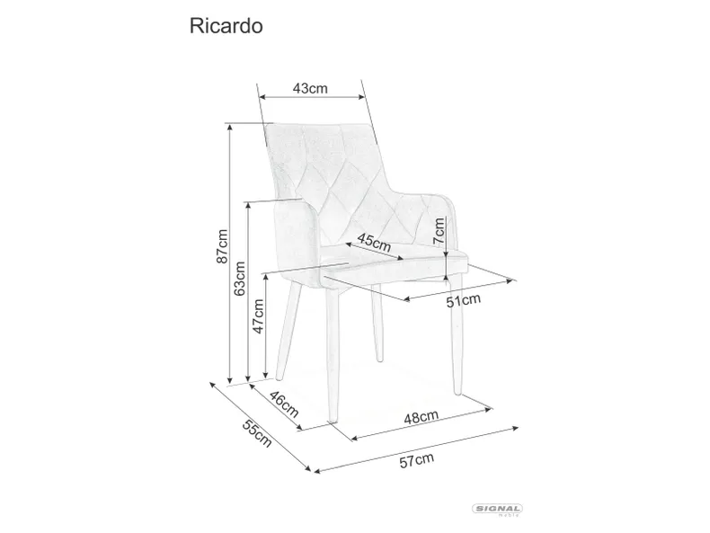 Кресло SIGNAL RICARDO Velvet, Bluvel 86 - темно-синий фото №2