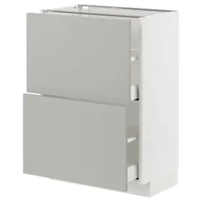 IKEA METOD МЕТОД / MAXIMERA МАКСИМЕРА, напольный шкаф с 2 ящиками, белый / светло-серый, 60x37 см 395.385.42 фото