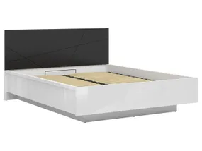 BRW Ліжко двоспальне з підйомним механізмом BRW FORN 160х200 см, білий глянцевий / чорний матовий LOZ/160/B-BIP/CAM фото