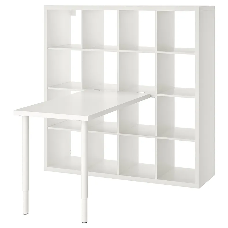 IKEA KALLAX КАЛЛАКС / LINNMON ЛІННМОН, письмовий стіл, комбінація, білий, 147x139x147 см 394.816.92 фото №1