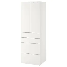 IKEA SMÅSTAD СМОСТАД / PLATSA ПЛАТСА, гардероб, білий білий/з 4 шухлядами, 60x57x181 см 694.283.25 фото