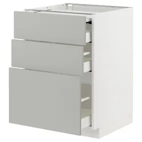 IKEA METOD МЕТОД / MAXIMERA МАКСИМЕРА, напольный шкаф с выдвиж панелью / 3ящ, белый / светло-серый, 60x60 см 295.387.31 фото