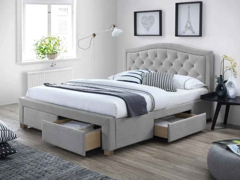 Кровать двуспальная SIGNAL ELECTRA, 180x200 см, ткань - светло-серый фото №2