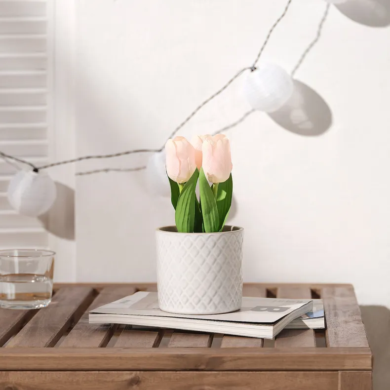 IKEA FEJKA ФЕЙКА, штучна рослина в горщику, для приміщення / вулиці / Тюльпан рожевий, 9 см 605.716.81 фото №3