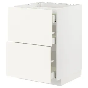 IKEA METOD МЕТОД / MAXIMERA МАКСИМЕРА, шкаф д / варочной панели / 2фасада / 3ящ, белый / Вальстена белый, 60x60 см 795.072.04 фото
