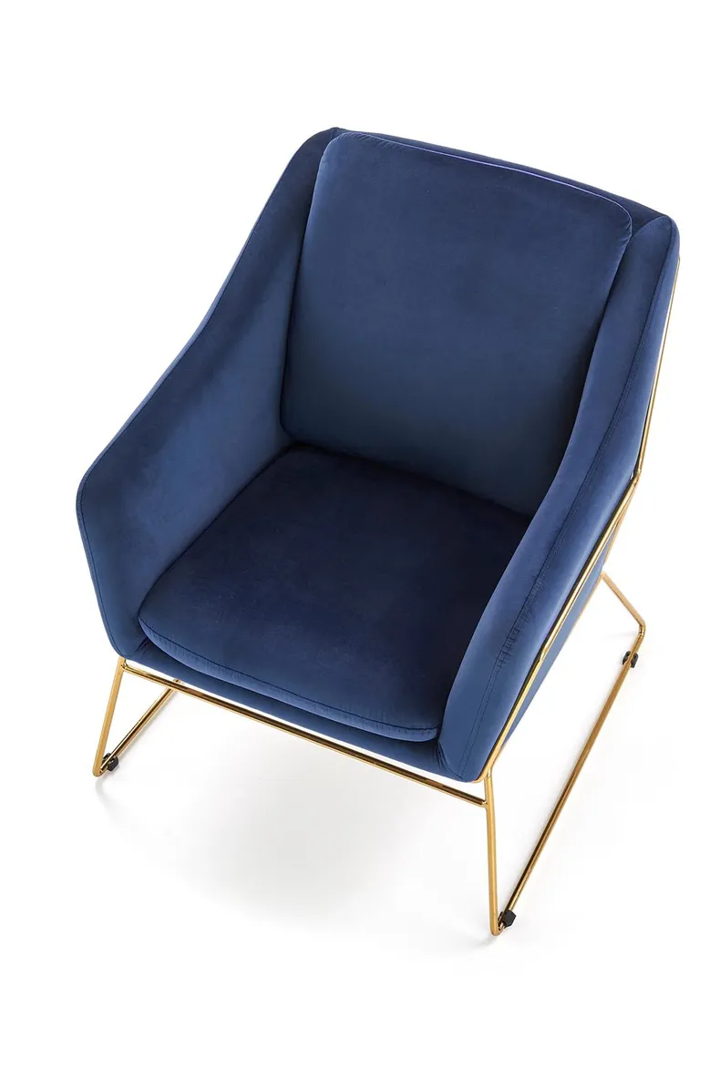 Крісло м'яке HALMAR SOFT 3 золотий каркас, темно-синій фото №7
