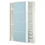 IKEA PAX ПАКС / MEHAMN / AULI МЕХАМН / АУЛІ, гардероб із розсувними дверцятами, біле дзеркало 2шт / блакитне дзеркало, 150x44x236 см 195.517.04 фото