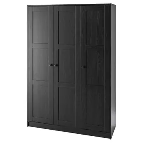 IKEA RAKKESTAD РАККЕСТАД, гардероб із 3 дверцятами, чорно-коричневий, 117x176 см 704.537.62 фото