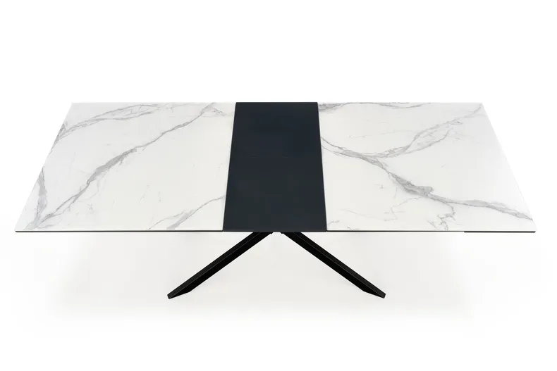 Кухонний стіл розкладний HALMAR DIESEL 160-200x90 см, стільниця - білий мармур / темно-сірий, ніжки - чорні фото №11
