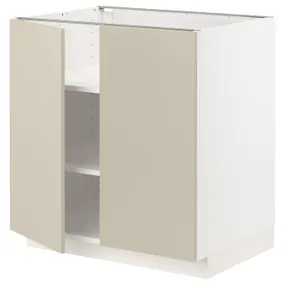IKEA METOD МЕТОД, підлогова шафа з полицями / 2 дверцят, білий / хавсторпський бежевий, 80x60 см 794.658.12 фото