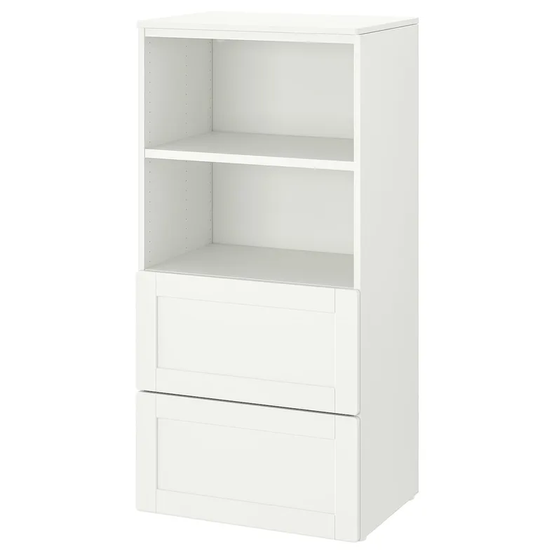 IKEA SMÅSTAD СМОСТАД / PLATSA ПЛАТСА, книжкова шафа, білий з каркасом / з 2 шухлядами, 60x42x123 см 094.208.84 фото №1