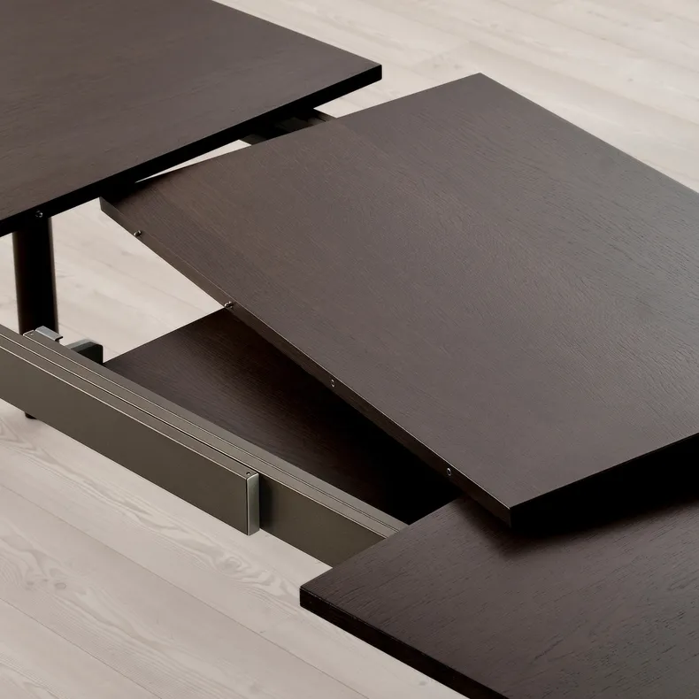 IKEA STRANDTORP СТРАНДТОРП / GRÖNSTA ГРЁНСТА, стол+4 стула с подлокотниками, коричневый/белый, 150/205/260 см 595.693.06 фото №4
