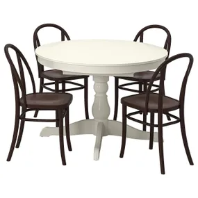 IKEA INGATORP ІНГАТОРП / SKOGSBO СКОГСБУ, стіл+4 стільці, білий білий / темно-коричневий, 110 / 155 см 995.150.95 фото