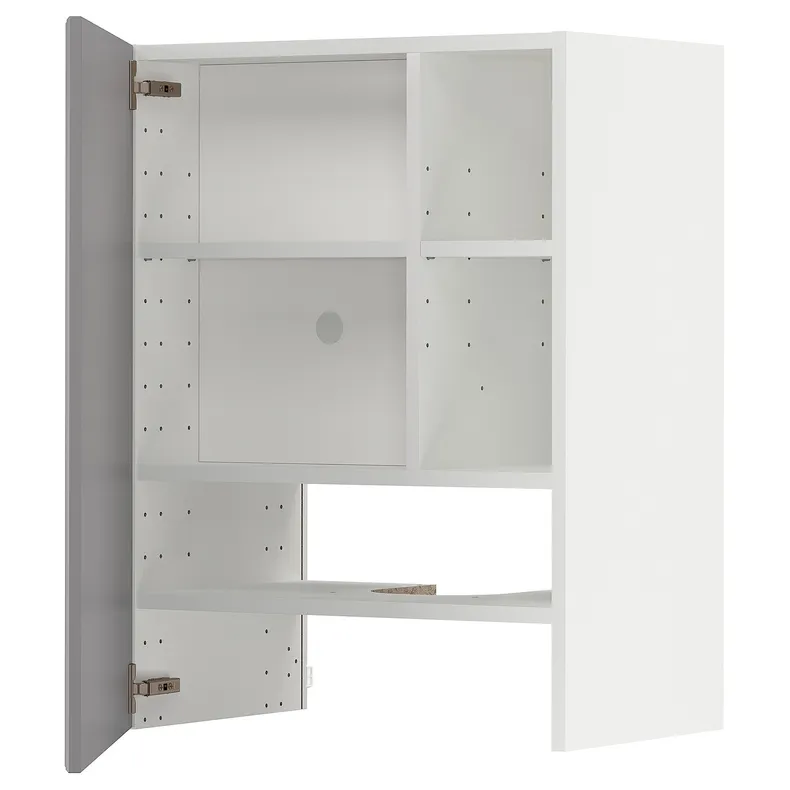 IKEA METOD МЕТОД, настінн шаф д / витяжки з полиц / дверц, білий / сірий Бодбін, 60x80 см 595.044.85 фото №1