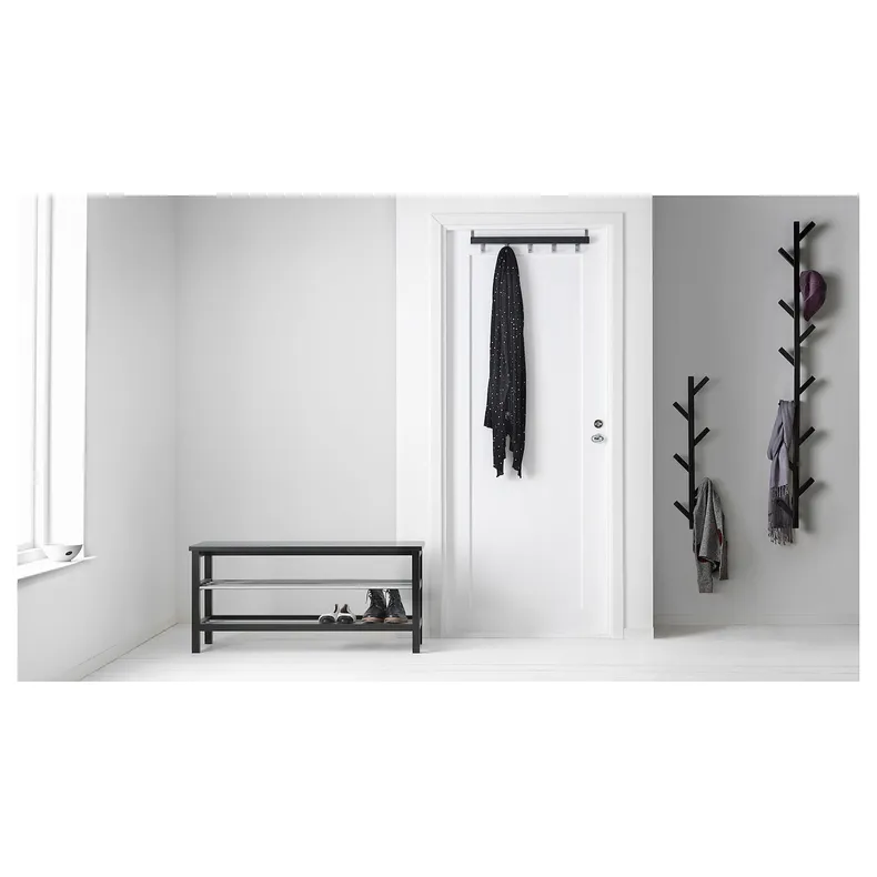 IKEA TJUSIG ЧУСИГ, скамья с полкой для обуви, черный, 108x34x50 см 501.527.03 фото №5