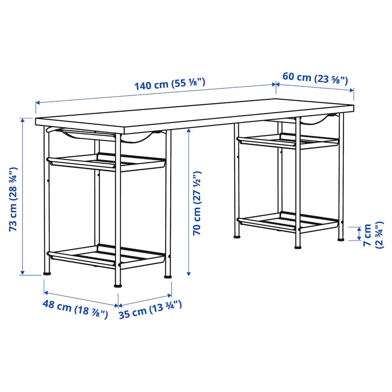 IKEA LAGKAPTEN ЛАГКАПТЕН / SPÄND СПЭНД, письменный стол, чёрный/коричневый/белый, 140x60 см 795.638.55 фото №5