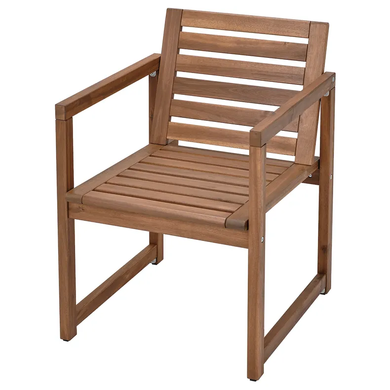 IKEA NÄMMARÖ НЕММАРЕ, крісло з підлокітниками, вуличне, світло-коричнева морилка 905.111.05 фото №1