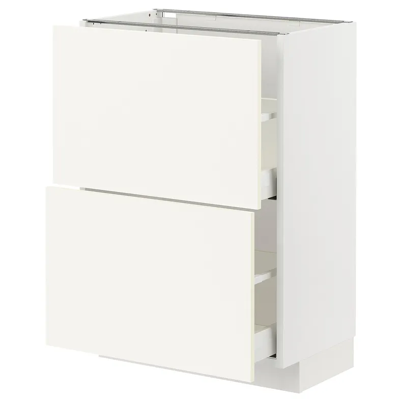IKEA METOD МЕТОД / MAXIMERA МАКСИМЕРА, напольный шкаф с 2 ящиками, белый / Вальстена белый, 60x37 см 795.072.23 фото №1