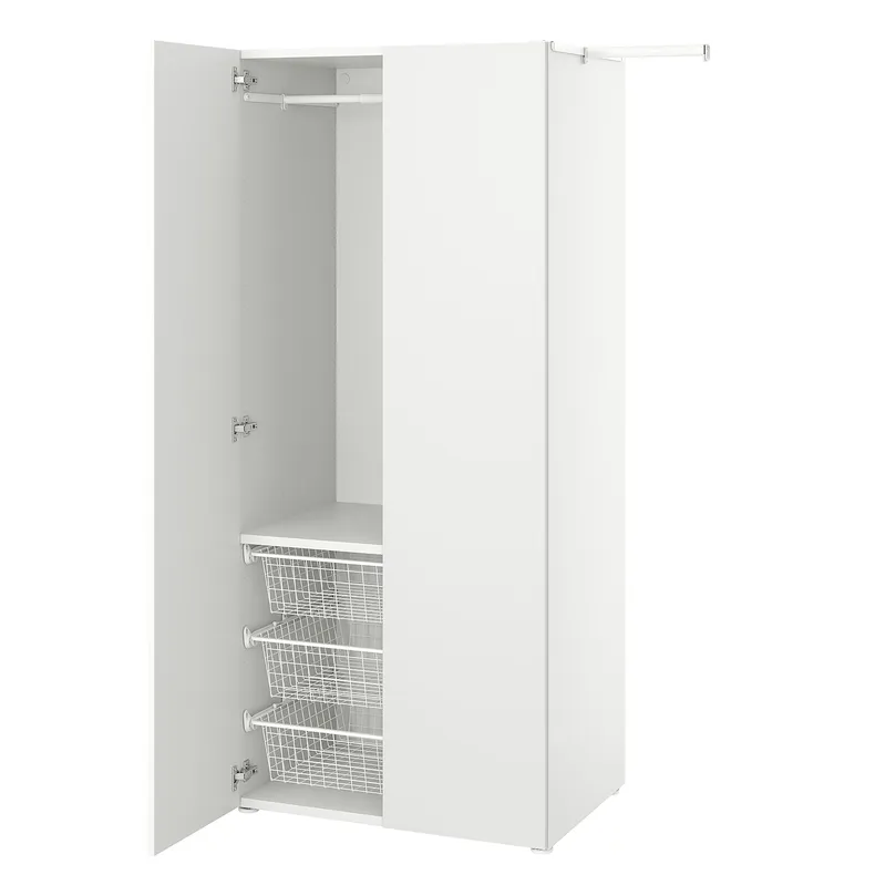 IKEA PLATSA ПЛАТСА, гардероб із 2 дверцятами, білий / ФОННЕС білий, 110-127x57x181 см 494.372.84 фото №1