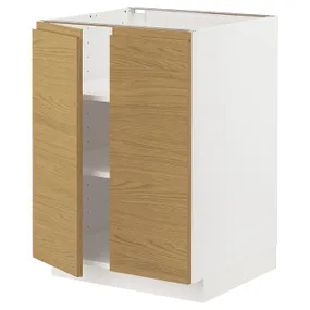 IKEA METOD МЕТОД, напольный шкаф с полками / 2дверцами, белый / Воксторп имит. дуб, 60x60 см 995.391.24 фото