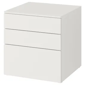 IKEA SMÅSTAD СМОСТАД / PLATSA ПЛАТСА, комод с 3 ящиками, белый/белый, 60x57x63 см 993.875.21 фото