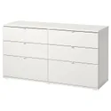 IKEA VIHALS ВИХАЛС, комод с 6 ящиками, белая / фиксирующая / разблокирующая функция, 140x47x75 см 804.901.13 фото thumb №1