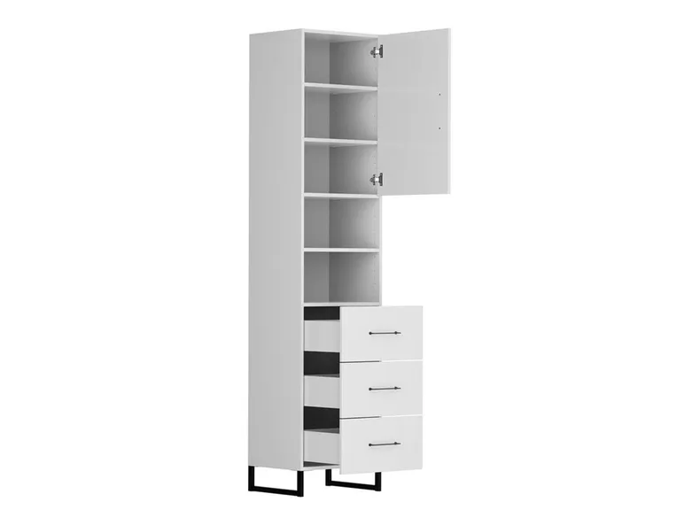 BRW Книжкова шафа Modeo 50 см з дверцятами 4 шухляди і 2 полиці біла REG/50/200/40_2-BI/BI фото №3