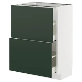 IKEA METOD МЕТОД / MAXIMERA МАКСИМЕРА, напольный шкаф с 2 ящиками, белый/Гавсторп темно-зеленый, 60x37 см 495.574.03 фото