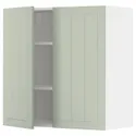 IKEA METOD МЕТОД, навесной шкаф с полками / 2дверцы, белый / светло-зеленый, 80x80 см 294.875.19 фото thumb №1