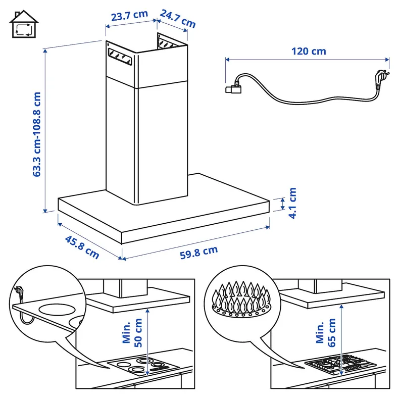 IKEA MATÄLSKARE МАТЕЛЬСКАРЕ, настінна витяжка, чорний, 60 см 103.889.77 фото №7