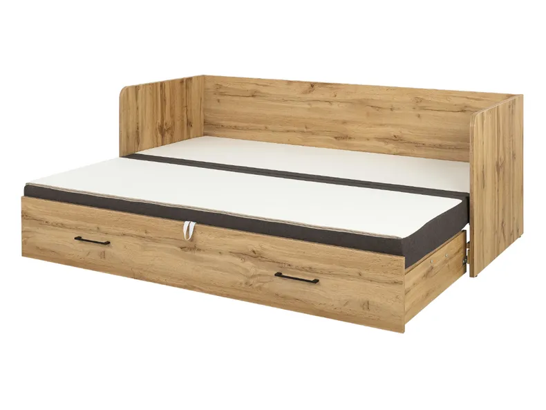 BRW Ліжко розкладне BRW TETRIX 80-160x200 см з ящиком для зберігання, подушками та матрацом, коричневий / дуб вотан LOZ/80/160_KPL-DWO/SAWANA_03 фото №3