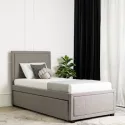 Кровать односпальная бархатная MEBEL ELITE ELIF Velvet, 90x200 см с дополнительным спальным местом, серый фото thumb №3