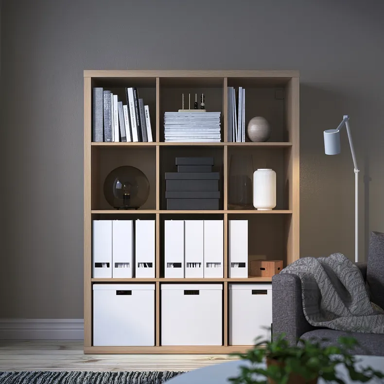 IKEA KALLAX КАЛЛАКС, стелаж, білий морений дуб, 112x147 см 404.099.35 фото №3