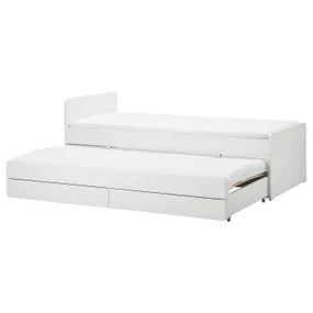 IKEA SLÄKT СЛЕКТ, каркас з висувним ліжком+від д / збер, білий, 90x200 см 892.277.31 фото
