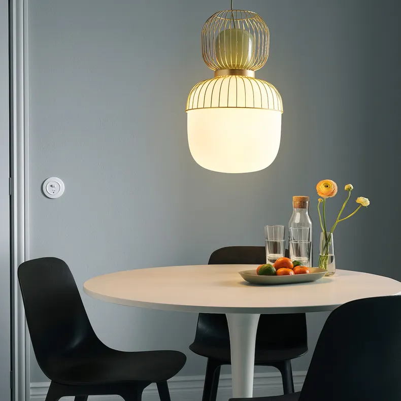 IKEA PILBLIXT ПІЛБЛІКСТ, підвісний світильник, біле / салатовий скло / імітація золота метал, 33 см 504.998.79 фото №2