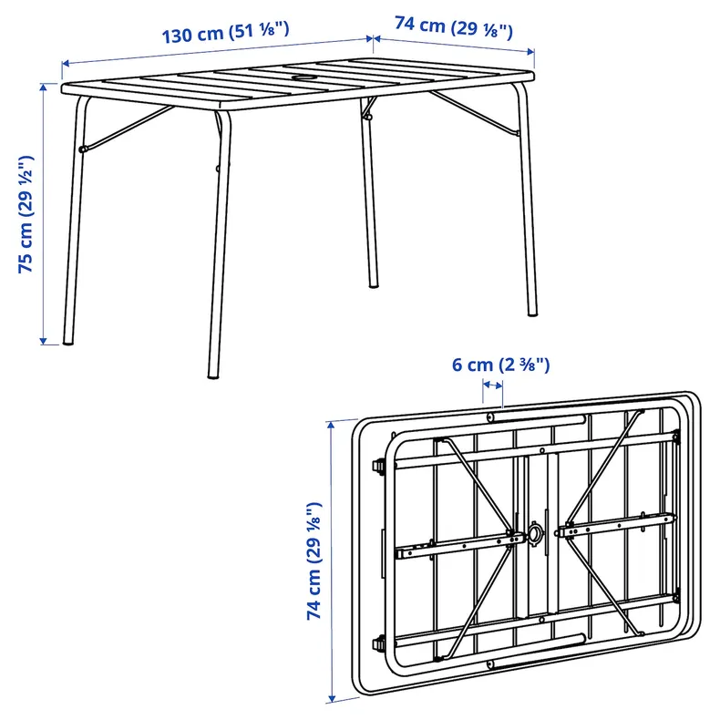 IKEA TORPARÖ ТОРПАРЕ, стіл+4 складані стільці, вуличний, білий/білий, 130x74 см 395.818.23 фото №3