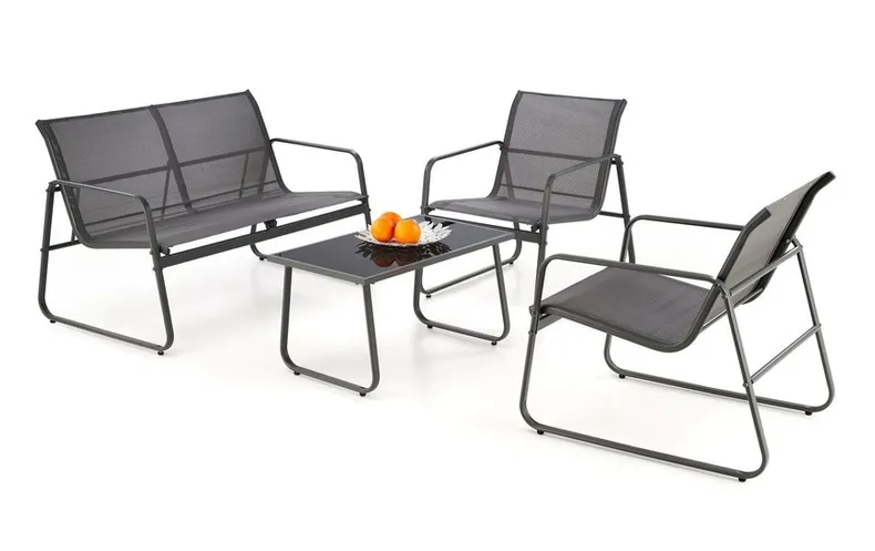 Садовий набір HALMAR CONOR (диван + 2 крісла + столик), темно-сірий / світло-сірий фото №1